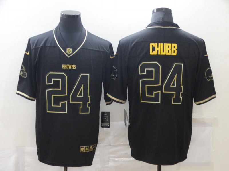 Men Cleveland Browns 24 Chubb Black Nike Limited Vapor Untouchable NFL Jerseys